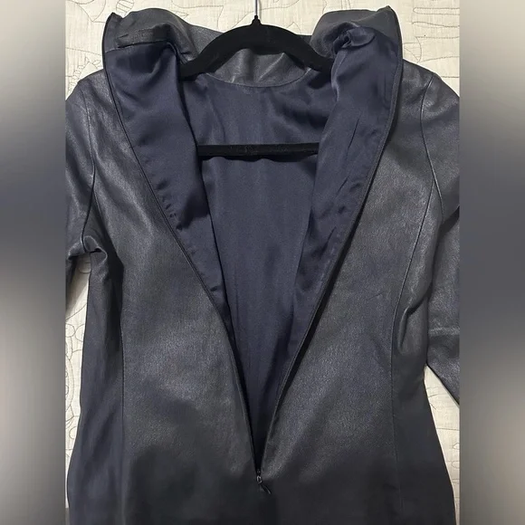 The Row Black Lambskin Leather High Neck Back Zip Top – Size S - Picture 4 of 10